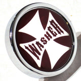 UP Washer Control Knob Chrome Aluminum w/ Red Maltese Cross Sticker #23622