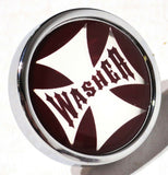 UP Washer Control Knob Chrome Aluminum w/ Red Maltese Cross Sticker #23622