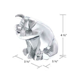 UP Hood Ornament Sitting Pig Chrome with Base Pad & 3 Studs 4 1/2" Tall #72046