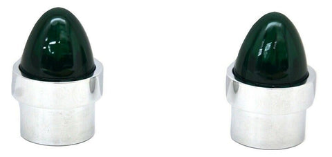 1" Pipe Bumper Guide Tops Plastic Green Lens Chrome Aluminum Base GG#94763 Pair