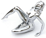 GG Hood Ornament Chrome Posing Sitting Lady Chrome Die Cast 6 1/4" Tall #48420