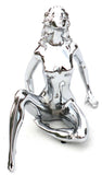 GG Hood Ornament Chrome Posing Sitting Lady Chrome Die Cast 6 1/4" Tall #48420