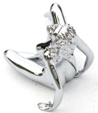 GG Hood Ornament Chrome Posing Sitting Lady Chrome Die Cast 6 1/4" Tall #48420