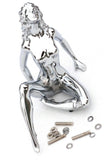 GG Hood Ornament Chrome Posing Sitting Lady Chrome Die Cast 6 1/4" Tall #48420
