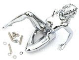 GG Hood Ornament Chrome Posing Sitting Lady Chrome Die Cast 6 1/4" Tall #48420