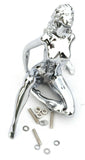 GG Hood Ornament Chrome Posing Sitting Lady Chrome Die Cast 6 1/4" Tall #48420