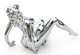 GG Hood Ornament Chrome Posing Sitting Lady Chrome Die Cast 6 1/4" Tall #48420