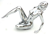 GG Hood Ornament Chrome Posing Sitting Lady Chrome Die Cast 6 1/4" Tall #48420