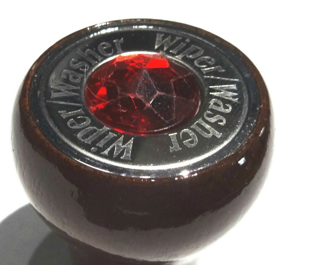 GG Dash Knob for Wiper/Washer Rosewood W/Red Jewel Stainless Plate #95745 Each
