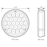 LED Light 4" Pearl Clear Lens 24 Green LEDs 1156 Socket Back of Cab #76158 Each