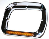 Headlight Bezels 6X8 Amber Lens 10 Amber LEDS for Peterbilt Plastic #32370 Pair