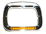 Headlight Bezels 6X8 Amber Lens 10 Amber LEDS for Peterbilt Plastic #32370 Pair