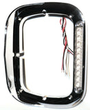 headlight bezel 6x8 clear lens amber LED chrome plastic visor for Peterbilt each