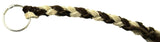 HTS Horn Pull Braided Leather Key Chain 10" Long 1" Ring Brown Beige #5025BB