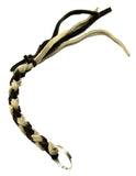 HTS Horn Pull Braided Leather Key Chain 10" Long 1" Ring Brown Beige #5025BB