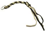 HTS Horn Pull Braided Leather Key Chain 10" Long 1" Ring Brown Beige #5025BB