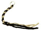 HTS Horn Pull Braided Leather Key Chain 10" Long 1" Ring Brown Beige #5025BB