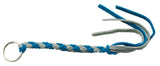 HTS Horn Pull Braided Leather Key Chain 10" Long 1" Ring Teal Blue Gray #5025BG