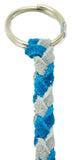HTS Horn Pull Braided Leather Key Chain 10" Long 1" Ring Teal Blue Gray #5025BG