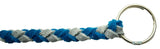 HTS Horn Pull Braided Leather Key Chain 10" Long 1" Ring Teal Blue Gray #5025BG
