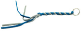 HTS Horn Pull Braided Leather Key Chain 10" Long 1" Ring Teal Blue Gray #5025BG