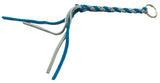 HTS Horn Pull Braided Leather Key Chain 10" Long 1" Ring Teal Blue Gray #5025BG