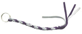 HTS Horn Pull Braided Leather Key Chain 10" Long 1" Ring Purple Gray #5025PG