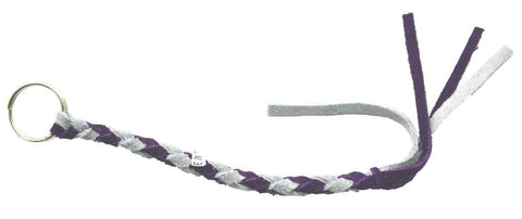HTS Horn Pull Braided Leather Key Chain 10" Long 1" Ring Purple Gray #5025PG