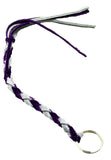 HTS Horn Pull Braided Leather Key Chain 10" Long 1" Ring Purple Gray #5025PG