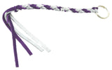 HTS Horn Pull Braided Leather Key Chain 10" Long 1" Ring Purple Gray #5025PG