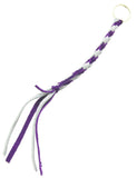 HTS Horn Pull Braided Leather Key Chain 10" Long 1" Ring Purple Gray #5025PG