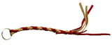 HTS Horn Pull Braided Leather Key Chain 10" Long With 1" Ring Red Beige #5025RB