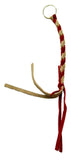 HTS Horn Pull Braided Leather Key Chain 10" Long With 1" Ring Red Beige #5025RB