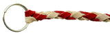 HTS Horn Pull Braided Leather Key Chain 10" Long With 1" Ring Red Beige #5025RB