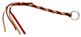 HTS Horn Pull Braided Leather Key Chain 10" Long With 1" Ring Red Beige #5025RB