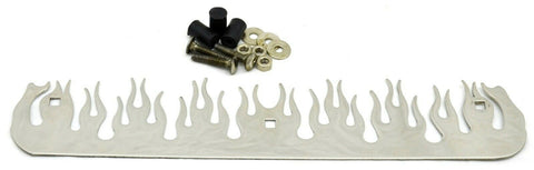 Mud Flap Bottom Weight Plate 14"x3 Flames Stainless w/ 3 Bolt-On Thru Mount Pair