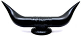 Hood Ornament Pull Bull Horn for Flat Surface Matte Black 12 7/8" Wide GG#48182