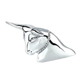 UP Hood Ornament Long Horn Bull Chrome 2 Stud Chrome 8 11/16" #72034