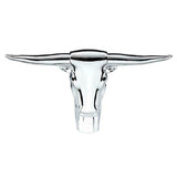 UP Hood Ornament Long Horn Bull Chrome 2 Stud Chrome 8 11/16" #72034
