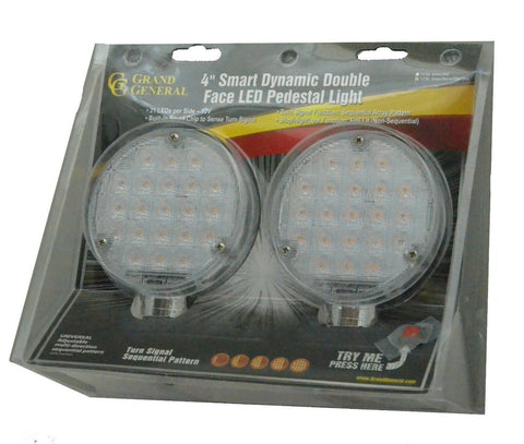 LED Turn Signal Lights Round 4" Sequential Clear Lens 21 Amber/Red Led GG#74705