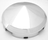 Front Hub Caps 4 Notch Cone Pointed Chrome Aluminum Wheel 1" Lip GG#10742 Pair