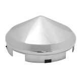 Front Hub Caps 4 Notch Cone Pointed Chrome Aluminum Wheel 1" Lip GG#10742 Pair