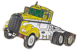 Semi Truck Hat Pin Tie Tack Lapel Pin Yellow & White Painted Metal Stud BJ660-TT