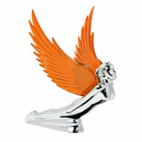 Lighted Hood Ornament Flying Goddess Windrider Amber Wings Chrome GG#48106