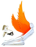Lighted Hood Ornament Flying Goddess Windrider Amber Wings Chrome GG#48106