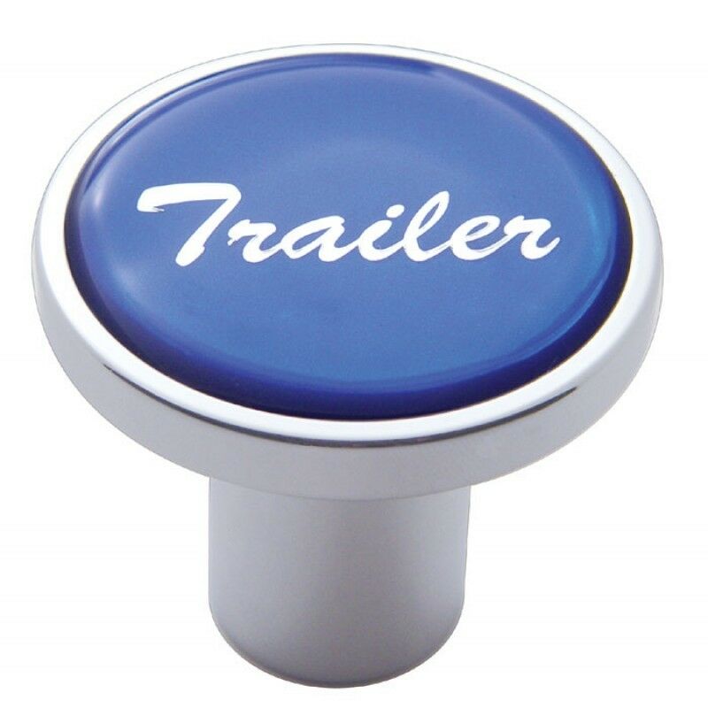 Air Brake Knob Trailer Screw-On 1-3/4" Blue Glossy Sticker Chrome Knob UP#23230