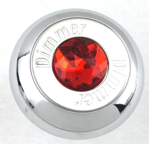 Deluxe Dimmer Knob Chrome Red Jewel Stainless Plaque Block Letters GG#95662