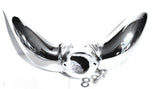Hood Ornament Bull Horns Universal Fit Chrome 2 Stud 1-5/8" On Center UP#72005