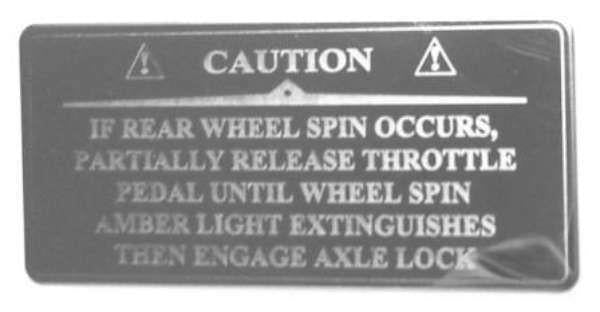 UP Axle Lock Caution Dash Plate for Freightliner Stainless Steel Etched #48081