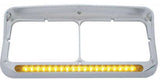 headlight bezels(2) amber lens 19 LED visor for Freightliner Kenworth Peterbilt.